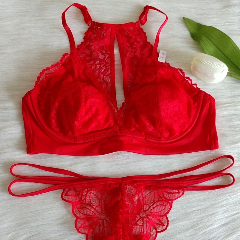 Size M PINK VS BRALETTE + THONG PANTY L.nwt - Picture 2 of 5